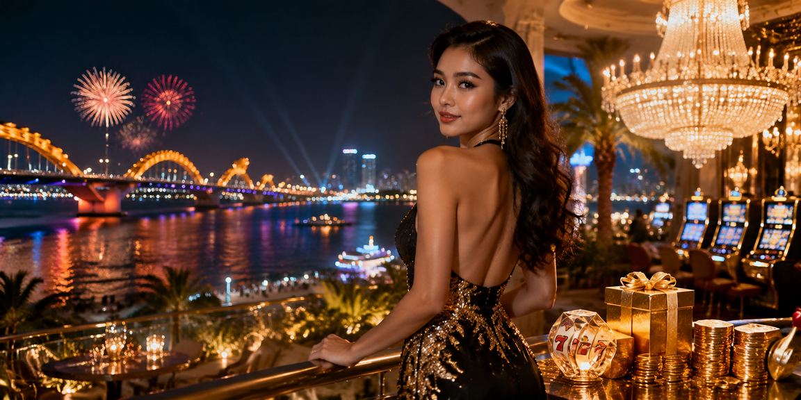 Người chơi trải nghiệm slot game trên bãi biển Đà Nẵng với điện thoại di động